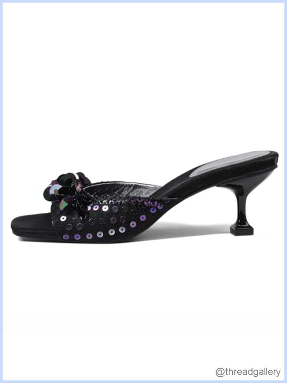 Sequin Kitten Heels Low Heel Slingback Square Toe Party Sandals
